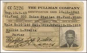 Willie's Pullman Company ID card
